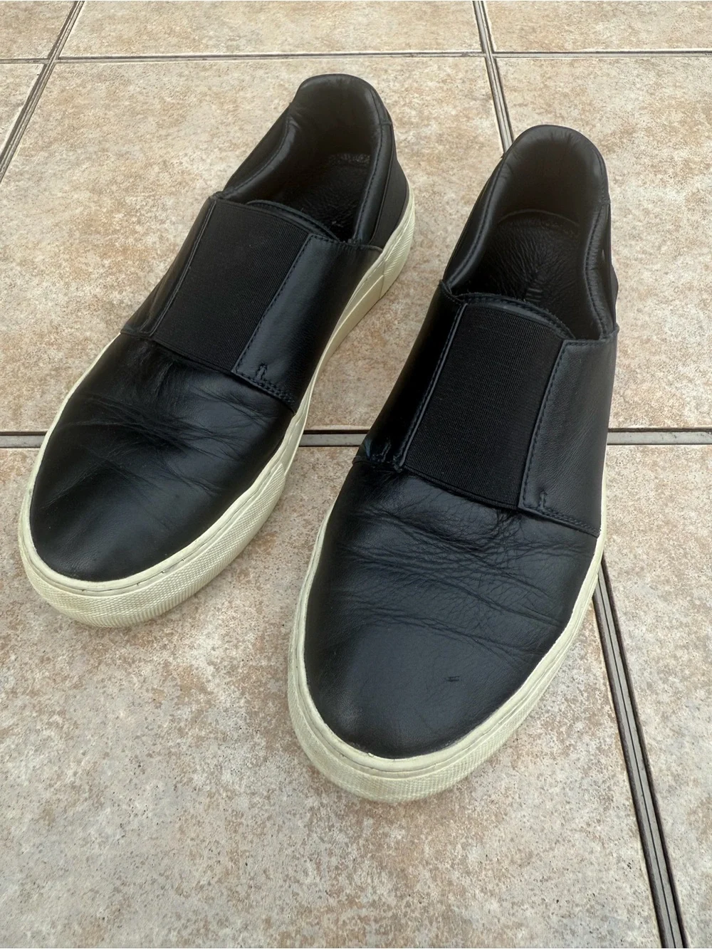 Helmut Lang black leather slip-on sneakers